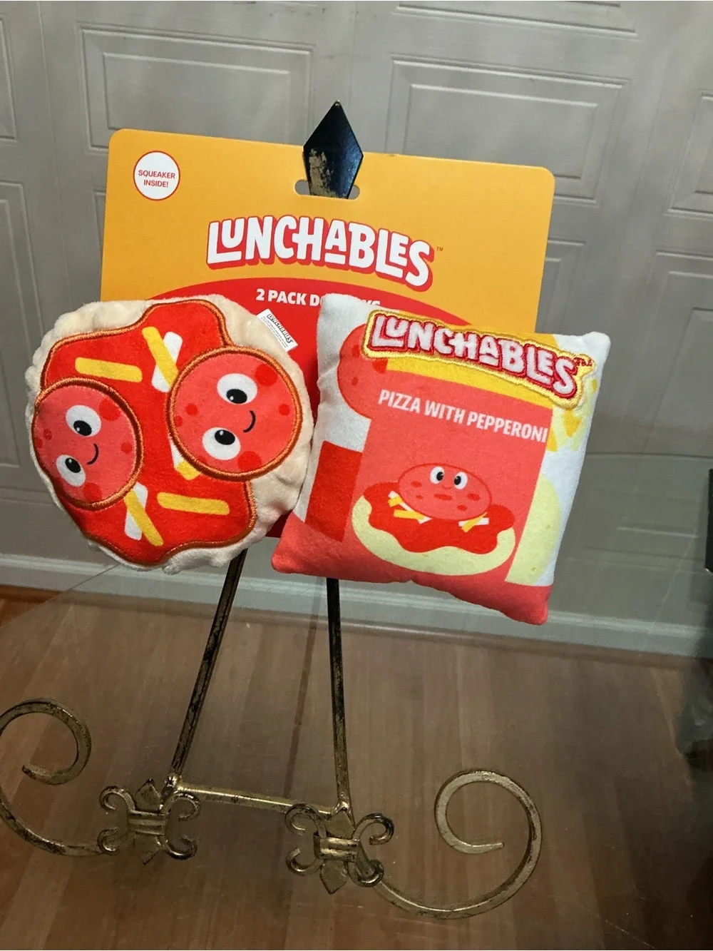 NEW Dog Toys Set of 2 with Squeaker Pepperoni Theme